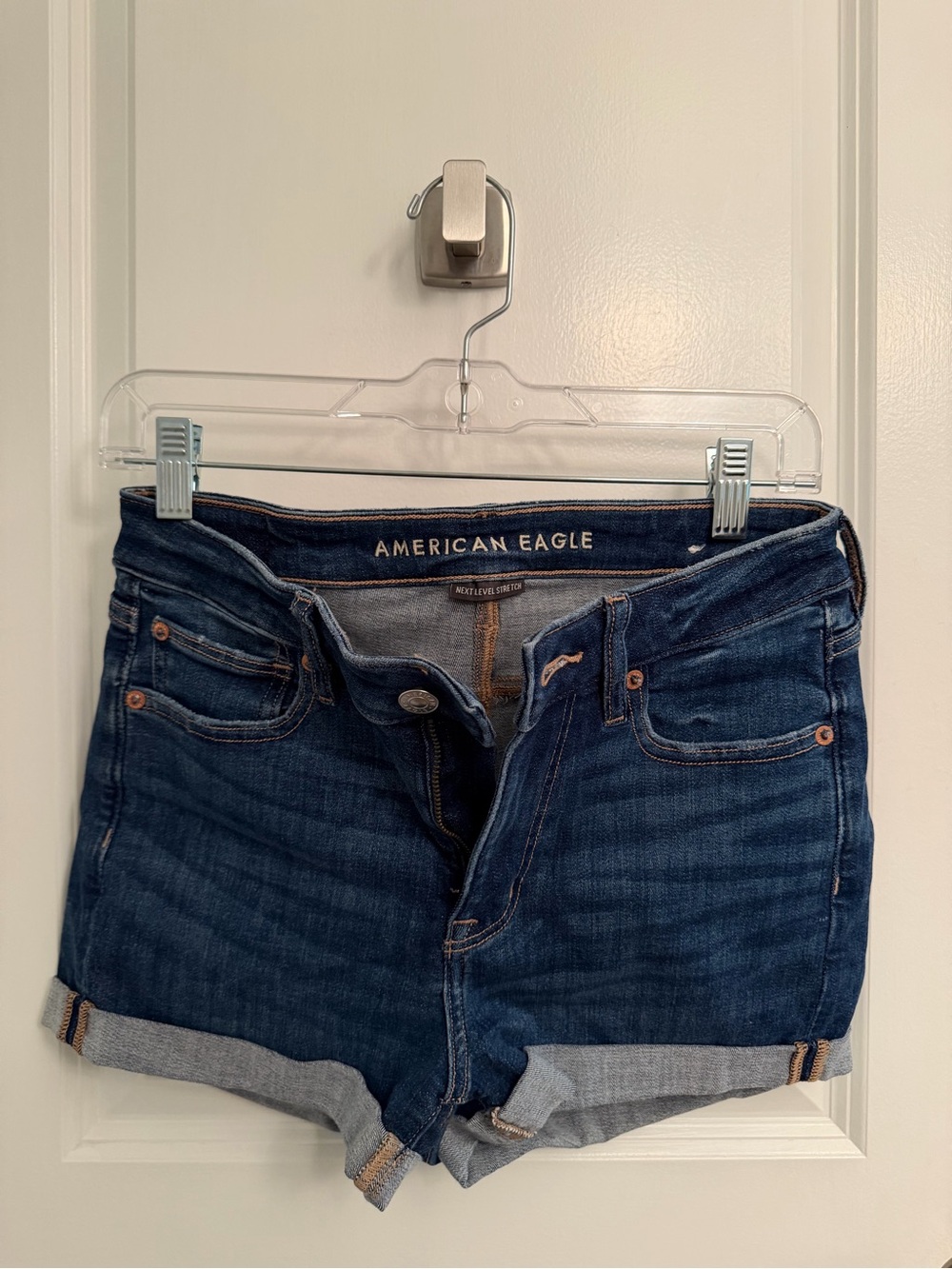 American Eagle Outfitters Dark Indigo Rolled Hem Denim Shorts